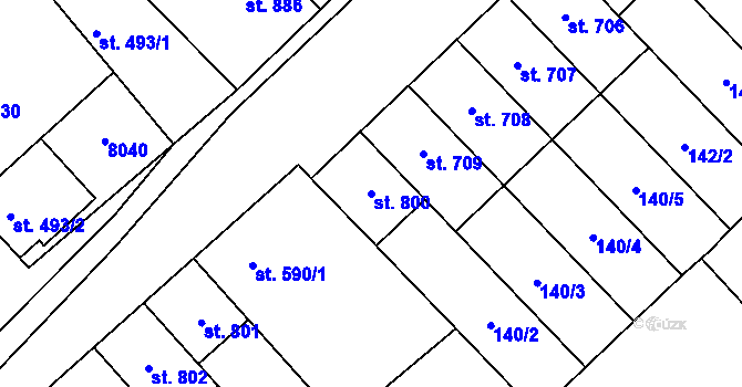 Parcela st. 800 v KÚ Březí u Mikulova, Katastrální mapa