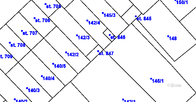 Parcela st. 847 v KÚ Březí u Mikulova, Katastrální mapa