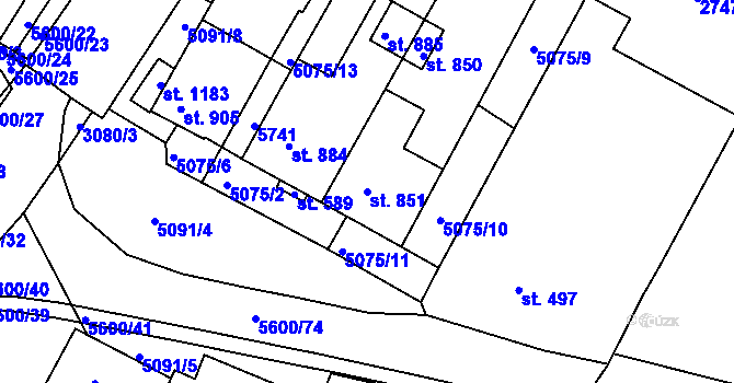 Parcela st. 851 v KÚ Březí u Mikulova, Katastrální mapa
