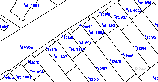 Parcela st. 891 v KÚ Březí u Mikulova, Katastrální mapa
