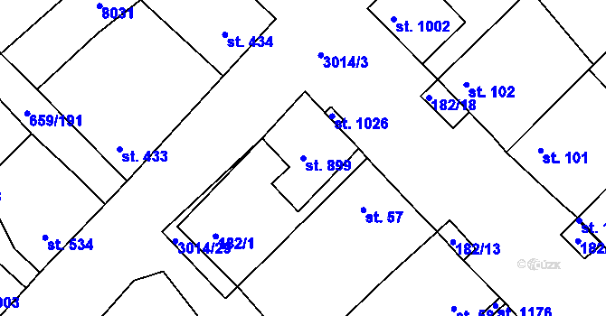 Parcela st. 899 v KÚ Březí u Mikulova, Katastrální mapa