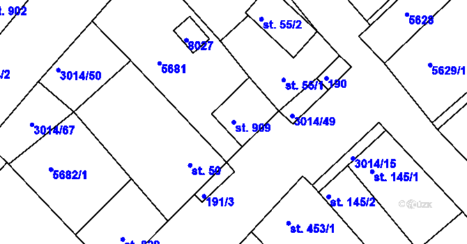 Parcela st. 909 v KÚ Březí u Mikulova, Katastrální mapa