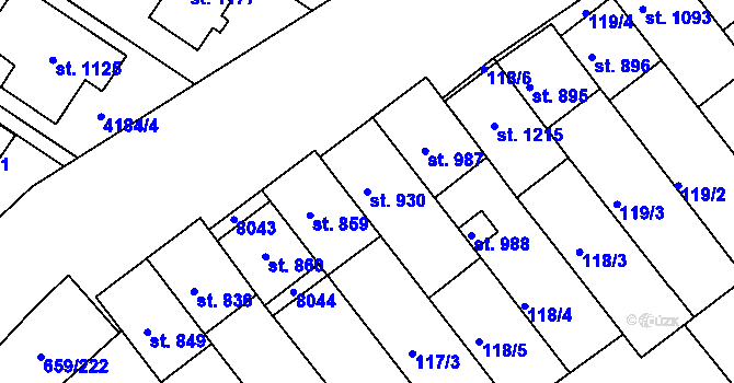 Parcela st. 930 v KÚ Březí u Mikulova, Katastrální mapa