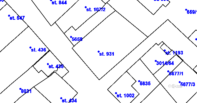 Parcela st. 931 v KÚ Březí u Mikulova, Katastrální mapa