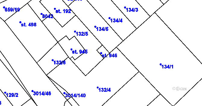 Parcela st. 946 v KÚ Březí u Mikulova, Katastrální mapa