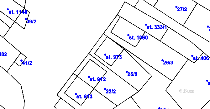 Parcela st. 973 v KÚ Březí u Mikulova, Katastrální mapa