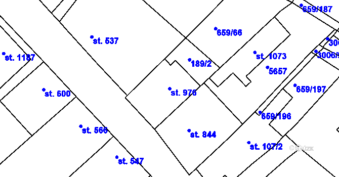 Parcela st. 976 v KÚ Březí u Mikulova, Katastrální mapa