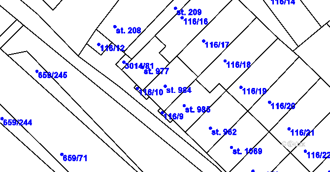 Parcela st. 984 v KÚ Březí u Mikulova, Katastrální mapa