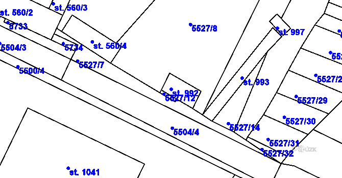 Parcela st. 992 v KÚ Březí u Mikulova, Katastrální mapa