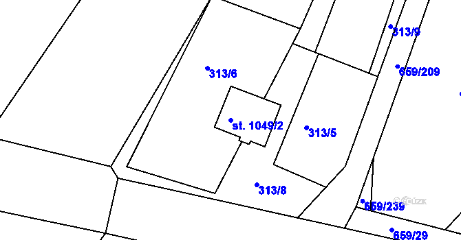 Parcela st. 1049/2 v KÚ Březí u Mikulova, Katastrální mapa