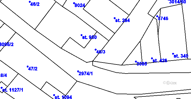 Parcela st. 46/3 v KÚ Březí u Mikulova, Katastrální mapa