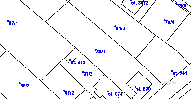 Parcela st. 85/1 v KÚ Březí u Mikulova, Katastrální mapa