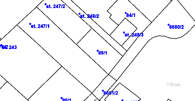 Parcela st. 89/1 v KÚ Březí u Mikulova, Katastrální mapa