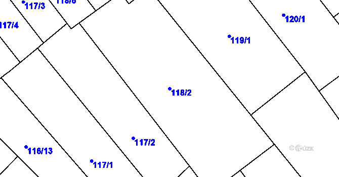 Parcela st. 118/2 v KÚ Březí u Mikulova, Katastrální mapa