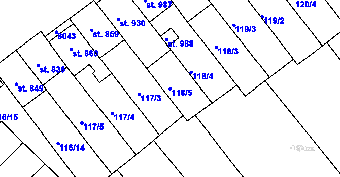 Parcela st. 118/5 v KÚ Březí u Mikulova, Katastrální mapa