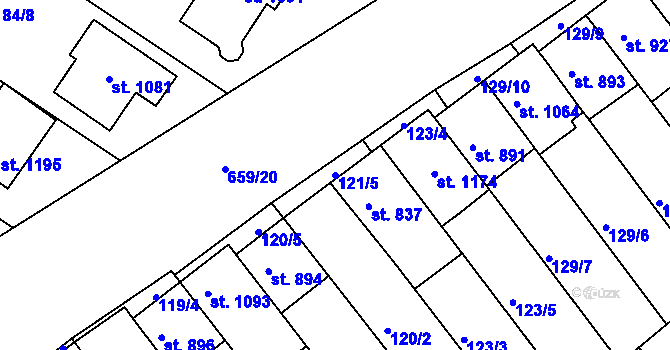 Parcela st. 121/5 v KÚ Březí u Mikulova, Katastrální mapa