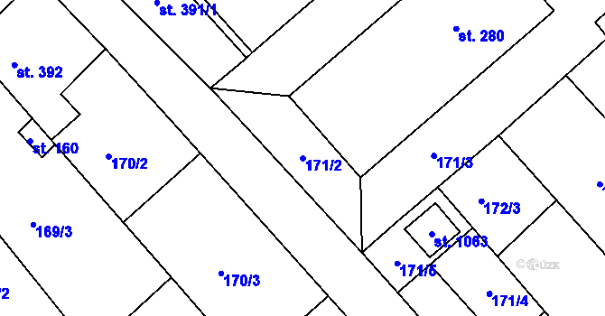 Parcela st. 171/2 v KÚ Březí u Mikulova, Katastrální mapa