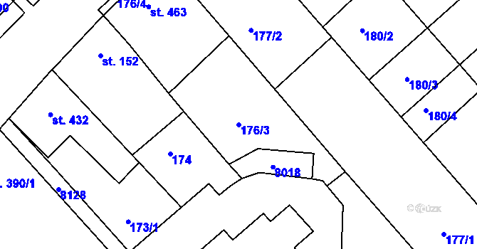 Parcela st. 176/3 v KÚ Březí u Mikulova, Katastrální mapa