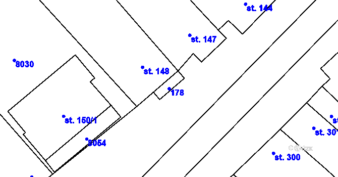 Parcela st. 178 v KÚ Březí u Mikulova, Katastrální mapa