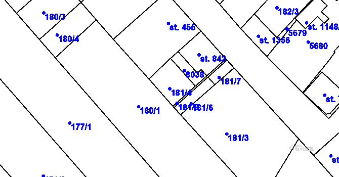 Parcela st. 181/4 v KÚ Březí u Mikulova, Katastrální mapa