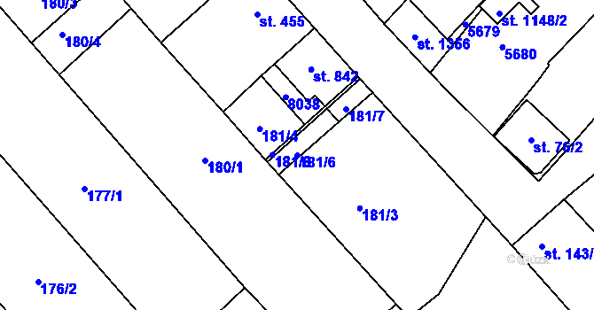 Parcela st. 181/6 v KÚ Březí u Mikulova, Katastrální mapa