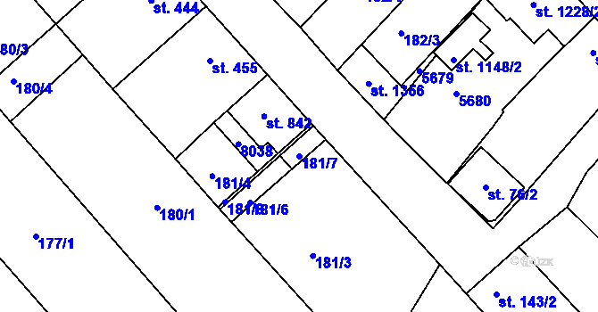 Parcela st. 181/7 v KÚ Březí u Mikulova, Katastrální mapa