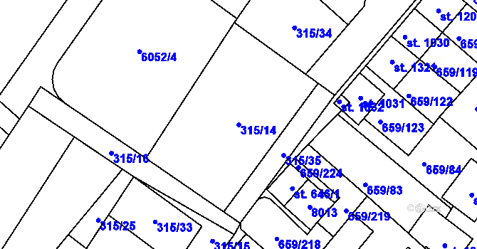 Parcela st. 315/14 v KÚ Březí u Mikulova, Katastrální mapa