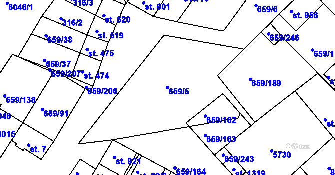 Parcela st. 659/5 v KÚ Březí u Mikulova, Katastrální mapa