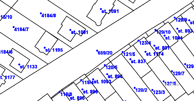 Parcela st. 659/20 v KÚ Březí u Mikulova, Katastrální mapa