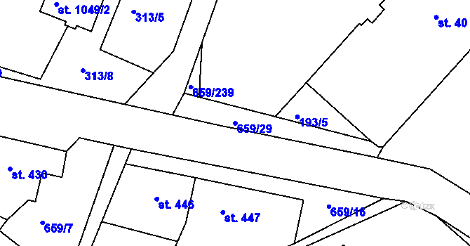Parcela st. 659/29 v KÚ Březí u Mikulova, Katastrální mapa
