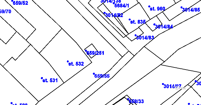 Parcela st. 659/55 v KÚ Březí u Mikulova, Katastrální mapa