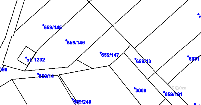 Parcela st. 659/147 v KÚ Březí u Mikulova, Katastrální mapa