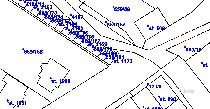 Parcela st. 659/181 v KÚ Březí u Mikulova, Katastrální mapa