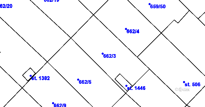 Parcela st. 662/3 v KÚ Březí u Mikulova, Katastrální mapa