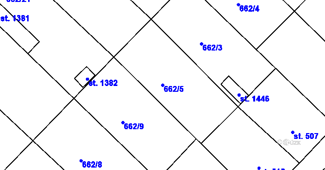 Parcela st. 662/5 v KÚ Březí u Mikulova, Katastrální mapa