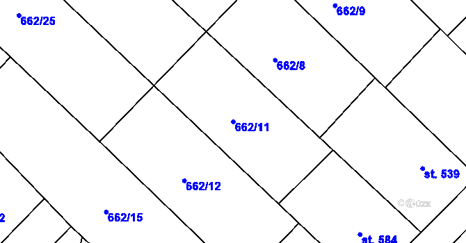 Parcela st. 662/11 v KÚ Březí u Mikulova, Katastrální mapa