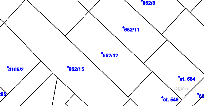 Parcela st. 662/12 v KÚ Březí u Mikulova, Katastrální mapa