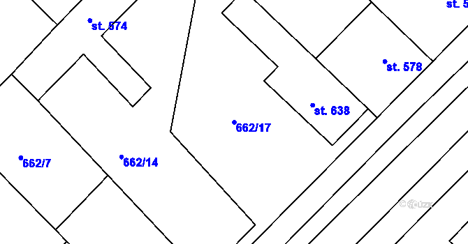 Parcela st. 662/17 v KÚ Březí u Mikulova, Katastrální mapa