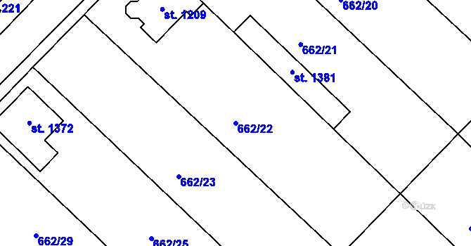 Parcela st. 662/22 v KÚ Březí u Mikulova, Katastrální mapa