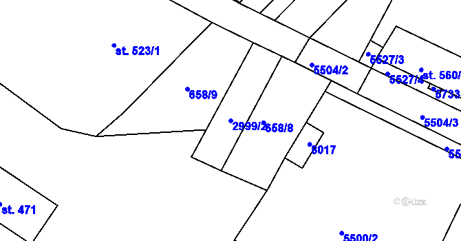 Parcela st. 2999/2 v KÚ Březí u Mikulova, Katastrální mapa