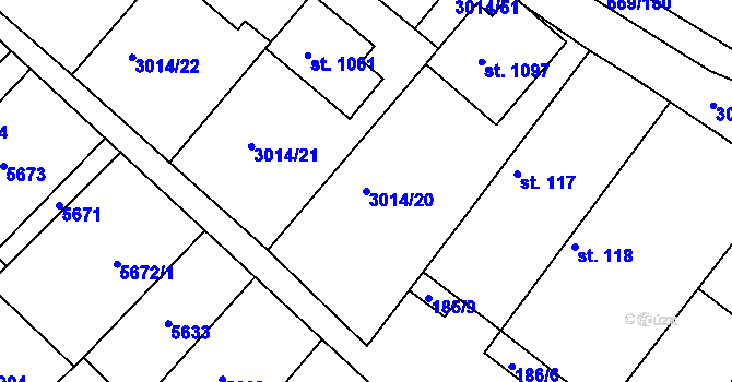 Parcela st. 3014/20 v KÚ Březí u Mikulova, Katastrální mapa