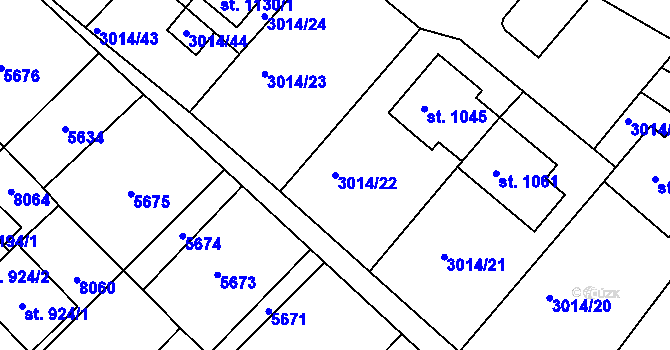 Parcela st. 3014/22 v KÚ Březí u Mikulova, Katastrální mapa