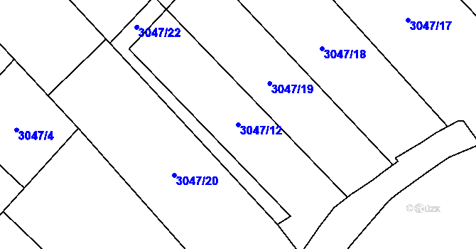 Parcela st. 3047/12 v KÚ Březí u Mikulova, Katastrální mapa