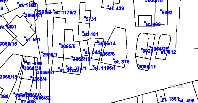 Parcela st. 3065/6 v KÚ Březí u Mikulova, Katastrální mapa