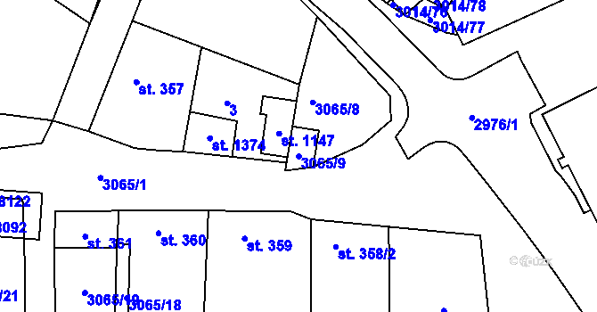 Parcela st. 3065/9 v KÚ Březí u Mikulova, Katastrální mapa