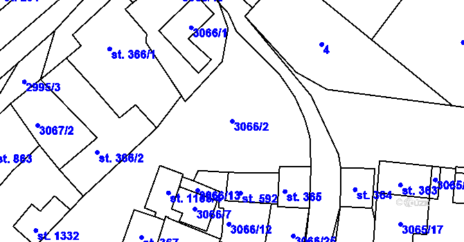 Parcela st. 3066/2 v KÚ Březí u Mikulova, Katastrální mapa