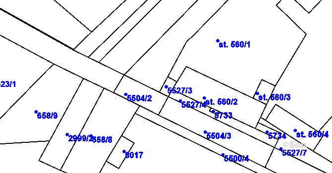 Parcela st. 5527/3 v KÚ Březí u Mikulova, Katastrální mapa