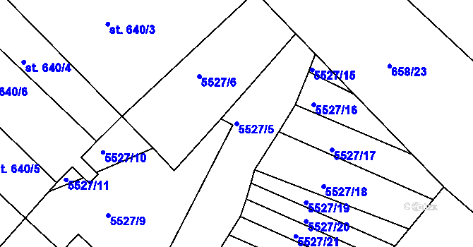 Parcela st. 5527/5 v KÚ Březí u Mikulova, Katastrální mapa