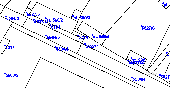 Parcela st. 5527/7 v KÚ Březí u Mikulova, Katastrální mapa