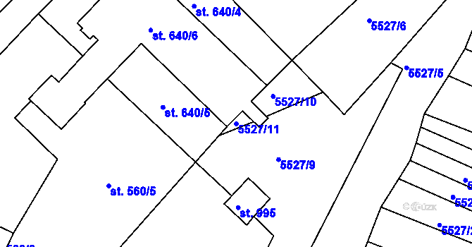 Parcela st. 5527/11 v KÚ Březí u Mikulova, Katastrální mapa